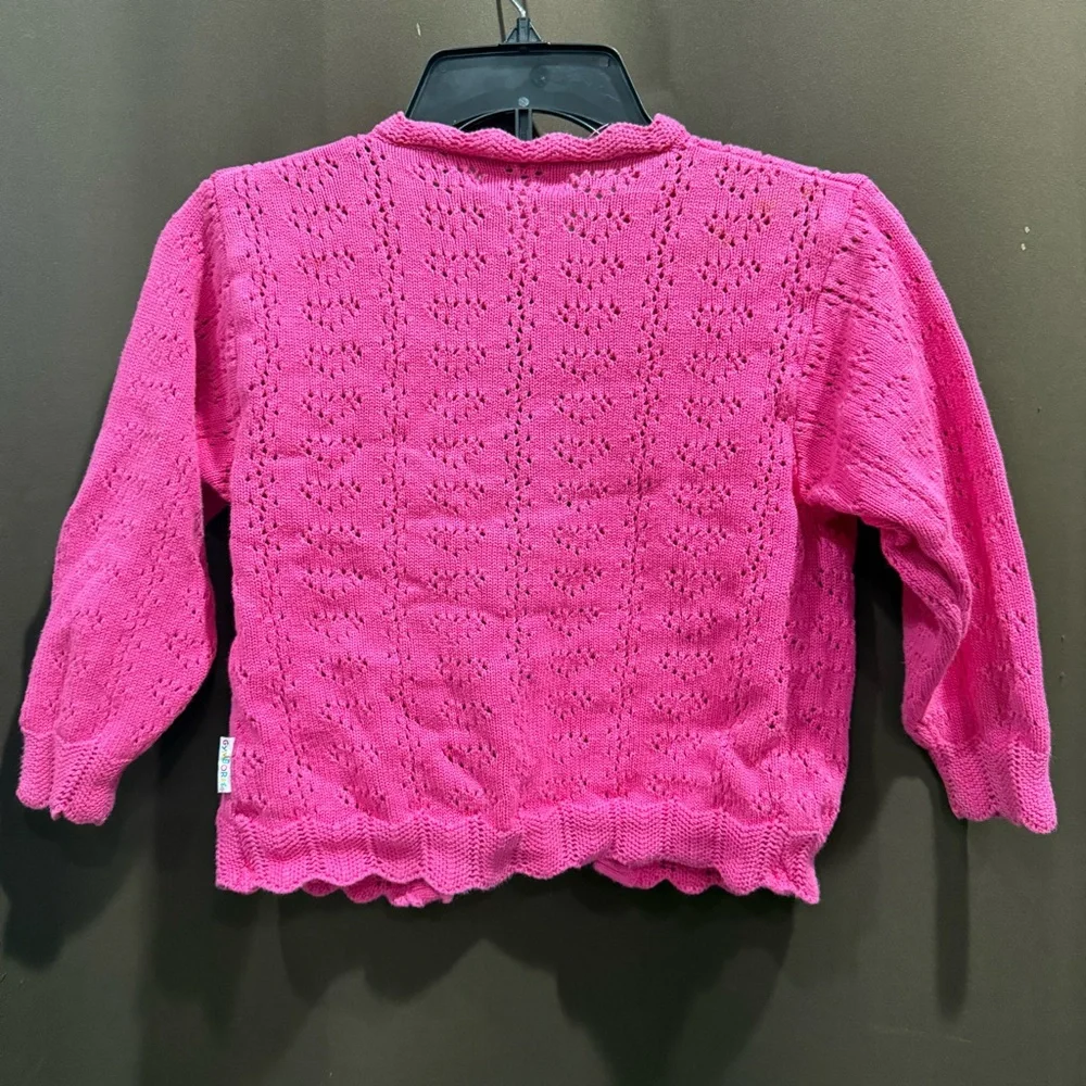 Gymboree Vibrant Pink Cotton Knit Button Up Sweater Size M Y2K